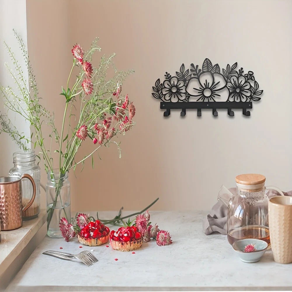 Rustic Metal Wall Mounted Coat Rack Art Hanger Hallway Decor