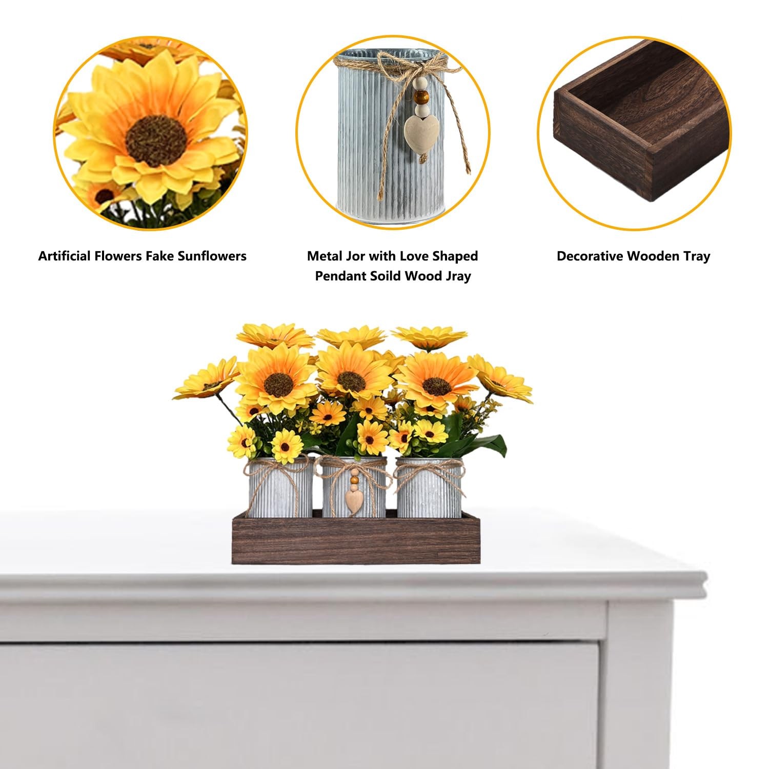 Sunflowers Artificial Flowers Decorations, Sunflower Table Centerpieces for W…