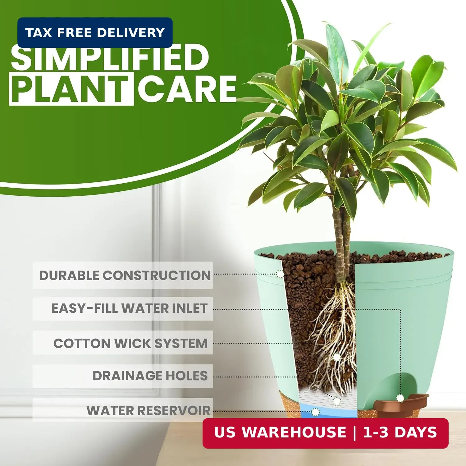 Self Watering Pots for Indoor Plants, Planters for Indoor Plants, Multi-Size …