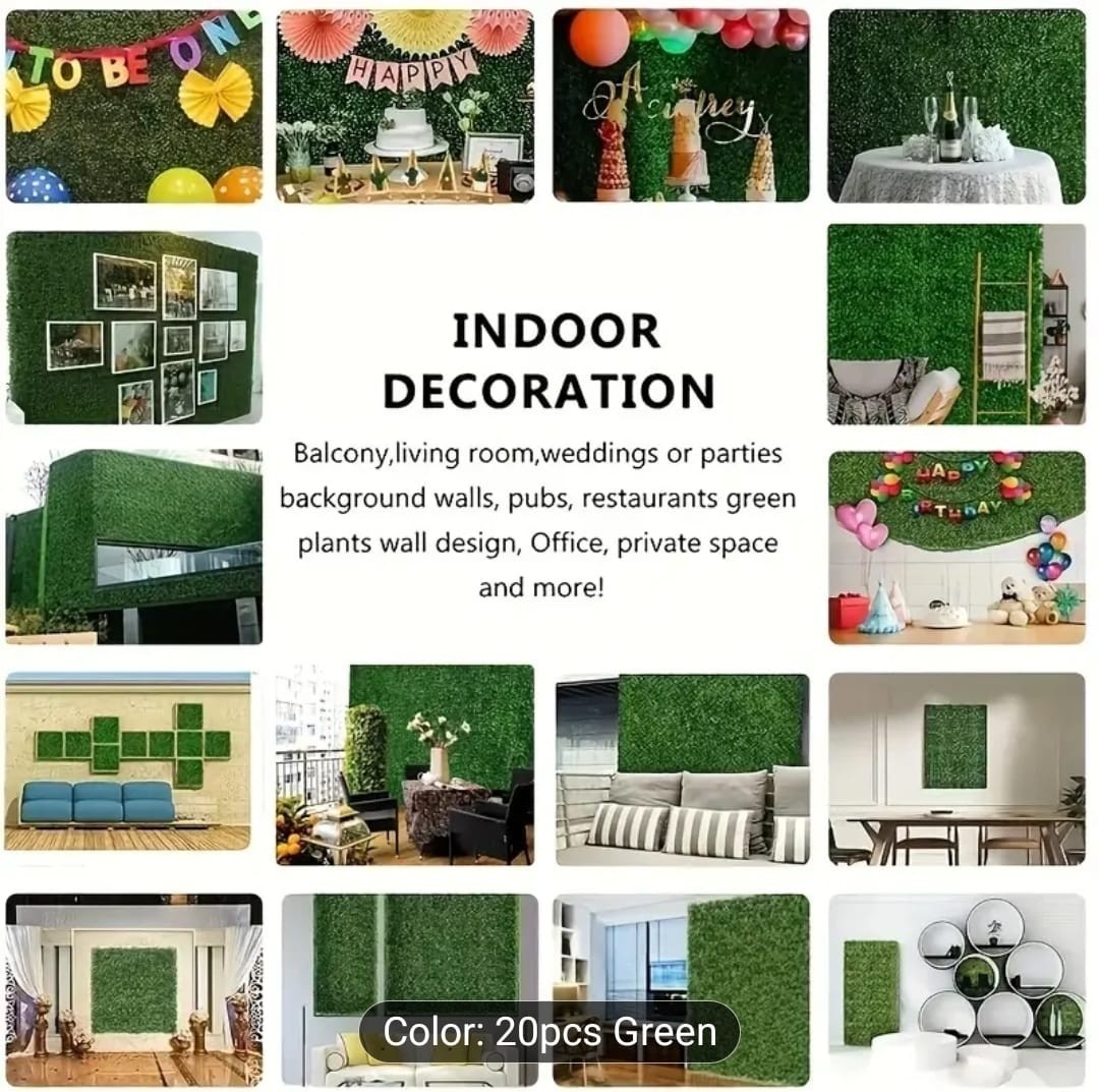 20pcs Artificial Plant Wall with Nylon Belt, Artificial Lawn for Home