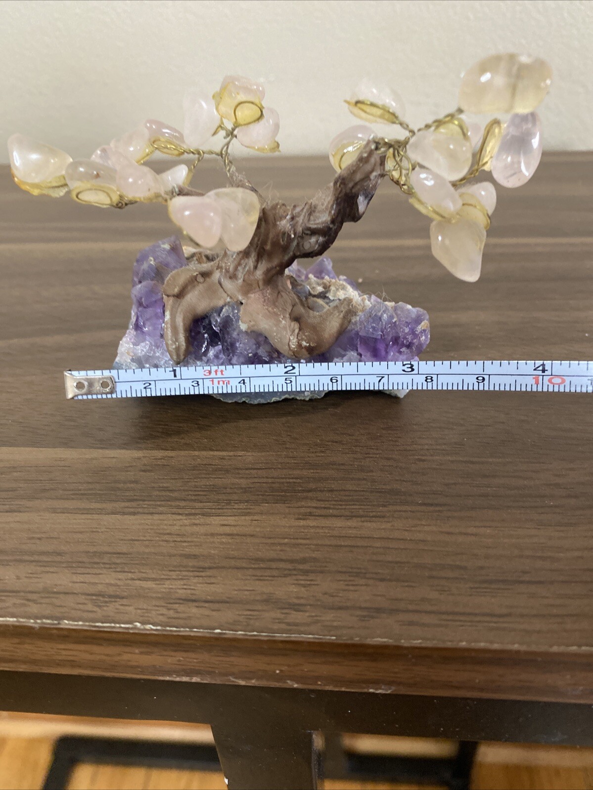 Natural Amethyst Healing Crystal Money Tree on Amethyst Cluster Geode Vintage