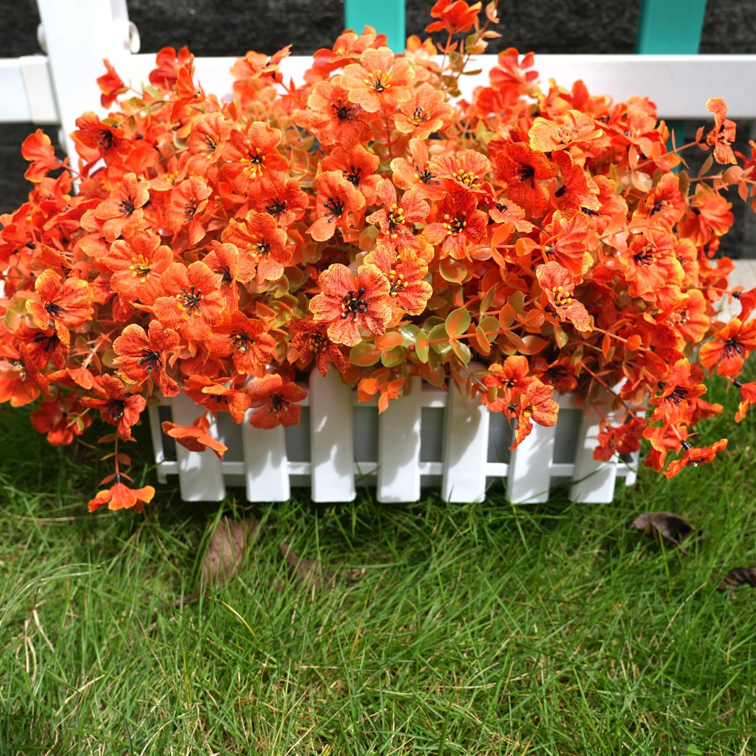 Artificial Flowers for Outdoor,14PCS Fall Decor Orange Autumn Realistic Faux …