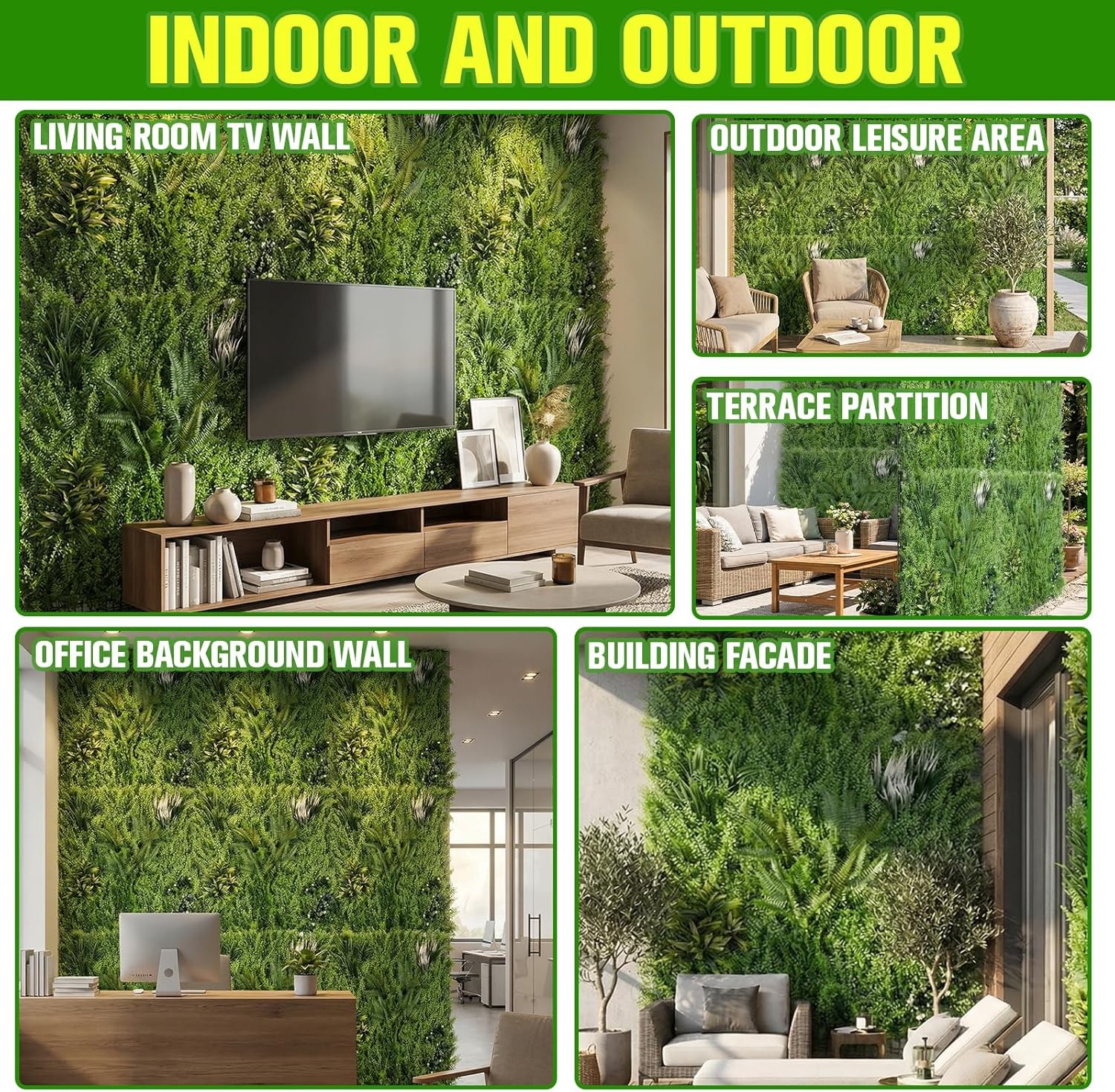 3PCS 40×40″ Artificial Boxwood Wall Hedge Mat Plant Panels Grass Fence Outdoor