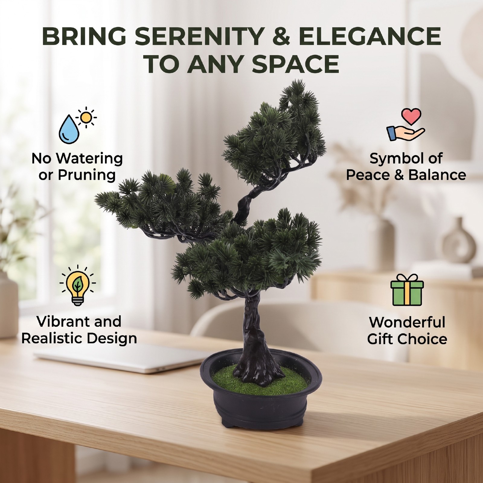 Artificial Bonsai Tree Indoor Small Fake Plant Faux Bonsai Tree Wi CHU