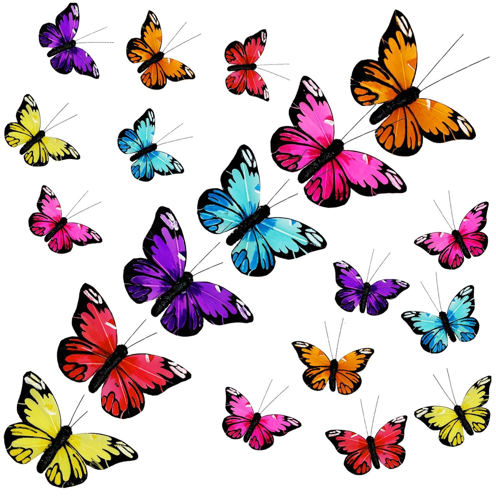 12 Pcs Artificial Feather Butterfly Clip On Ornaments for Wedding Bouquet