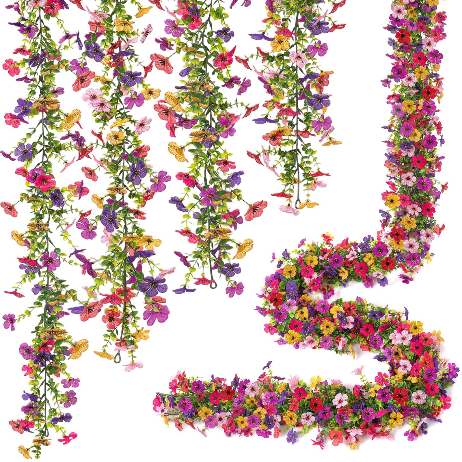 Artificial Flowers Garland Ivy, 4 Pack 5.9 FT Spring Summer Decor UV Resistan…