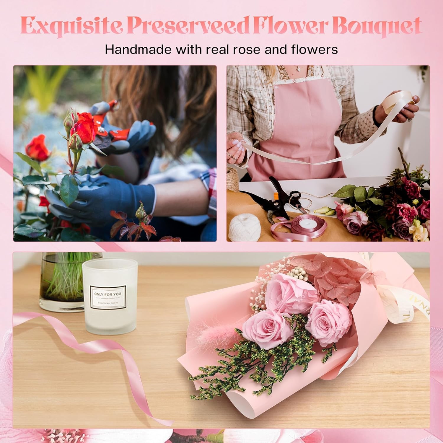 Mother’ s Day Gifts Forever Flowers Bouquet, Preserved Flowers for Delivery Prim
