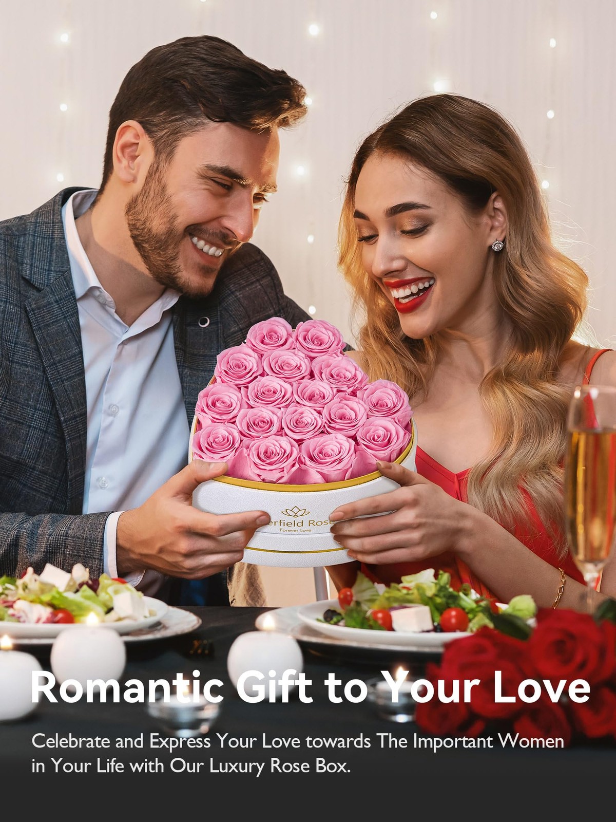 16 Forever Flowers In Heart Shape Box Preserved Roses Birthday Gift Pink