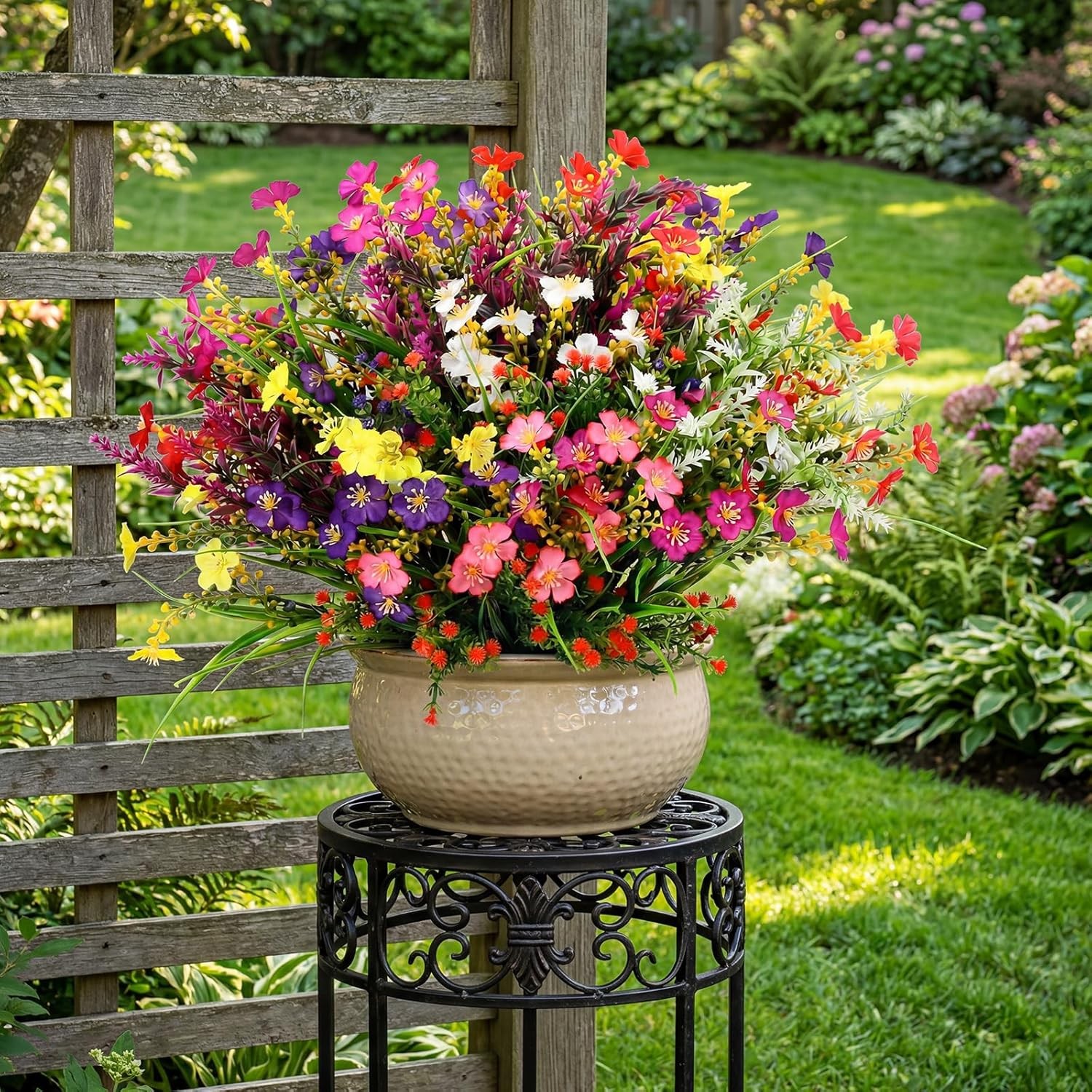 12 Pcs Artificial Flowers for Outdoor Faux Wildflower Plants UV Resistant