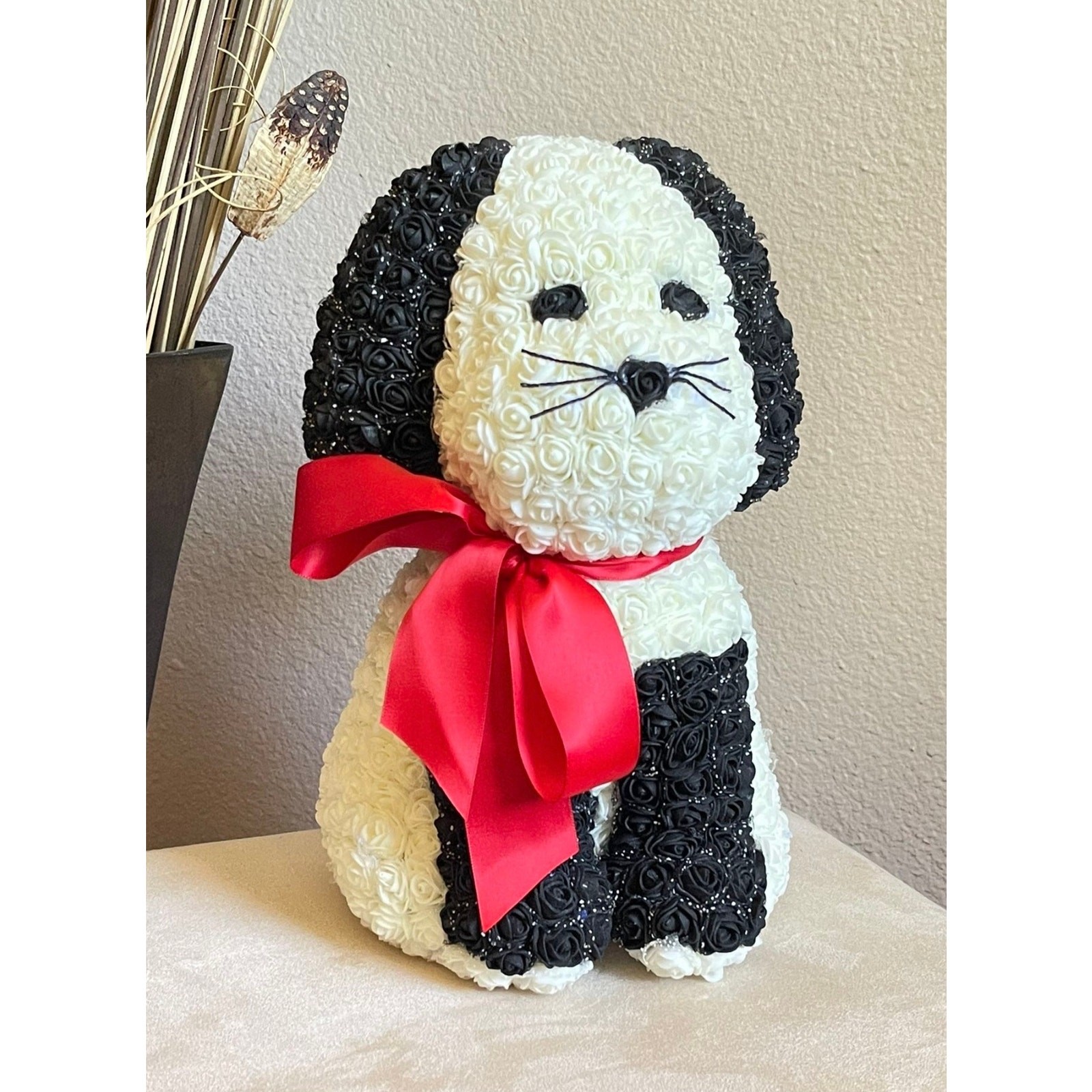 Handmade Pup From Roses Puppy Dog White Black