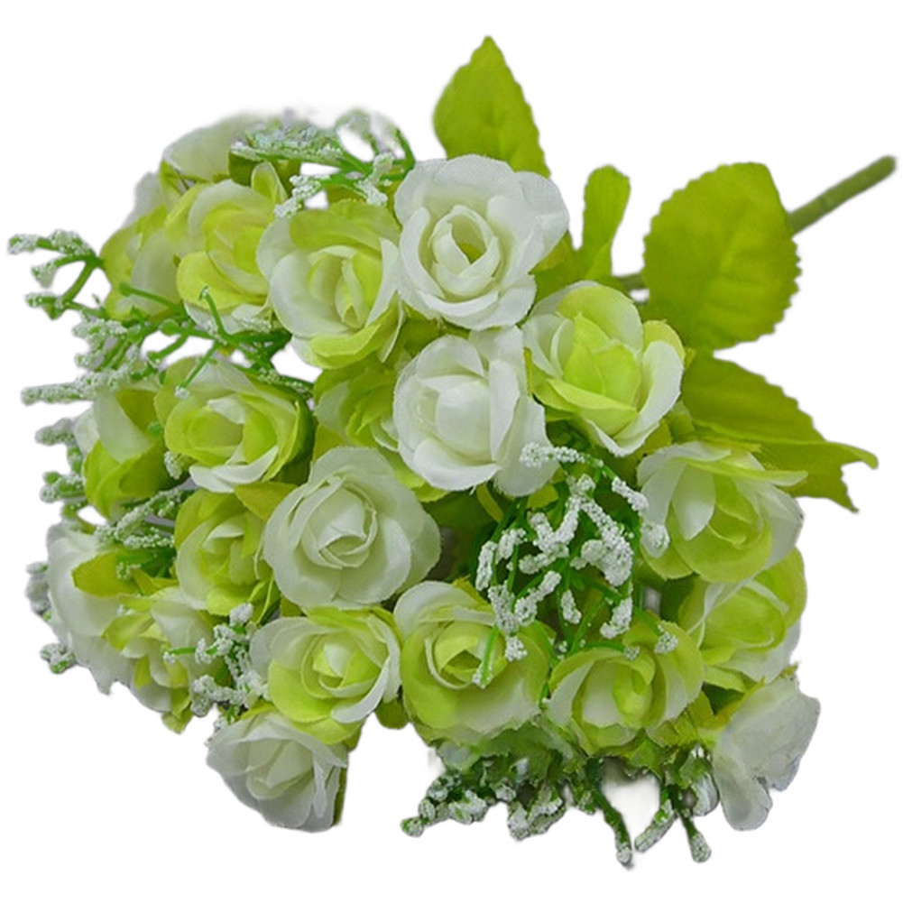 21 Head Diamond Rose Silk Flower Bouquet Artificial for Wedding and Home Decor