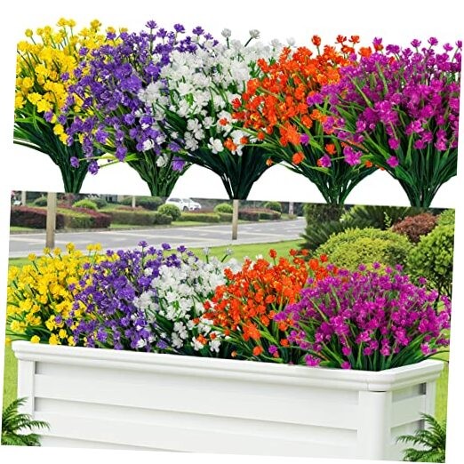20pcs Artificial Fake Flowers,Plastic Flowers for Outdoor 20 PCS Mix Color