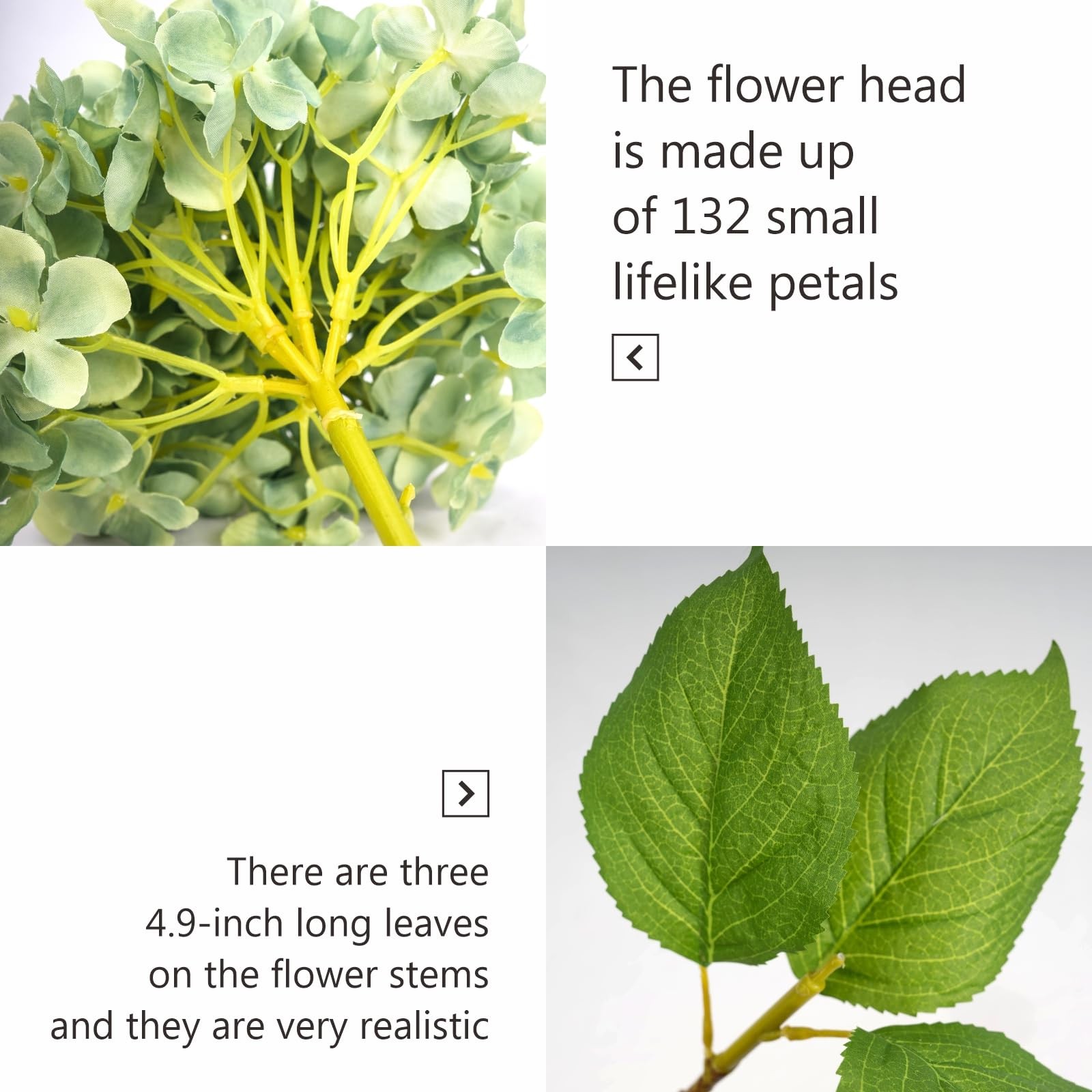 5 Pcs Hydrangea Artificial Flowers, Faux Silk Hydrangea Flores with Stems, Fa…