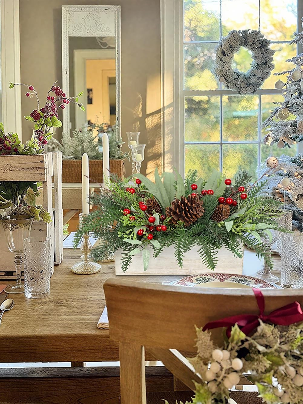 Christmas Centerpieces Mine Tree Pinecones In Pot Artificial Xmas Table Decor