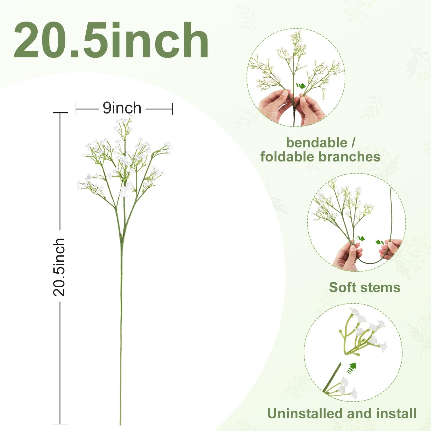 White Fake Baby Breath Artificial Gypsophila Flower Bouquet Decor 12 PCS
