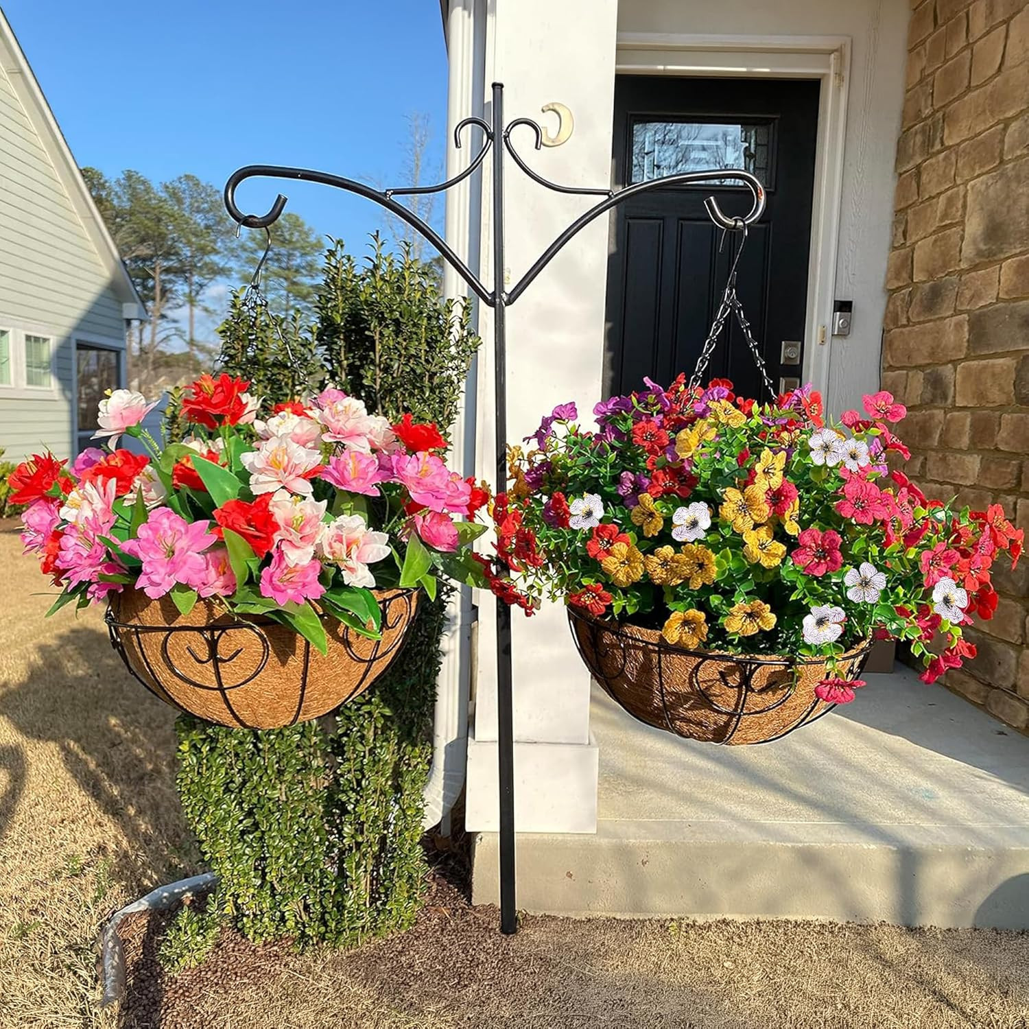 Artificial Faux Hanging Plants Flowers Basket for Summer Outdoor outside Decorat