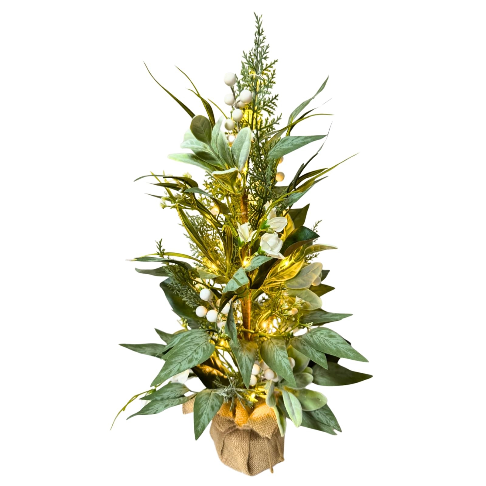 Svndlyn Lighted Spring Summer Artificial Eucalyptus Tabletop Tree with 20 LEDs