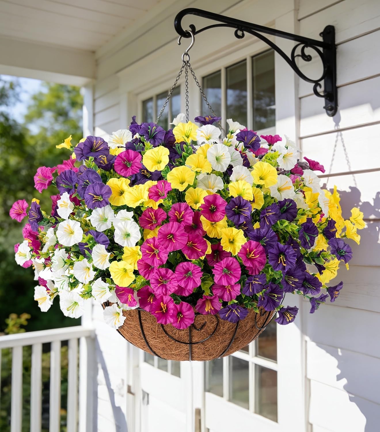 Stunning Artificial Morning Glory Arrangement in Hanging Basket – All Occasion
