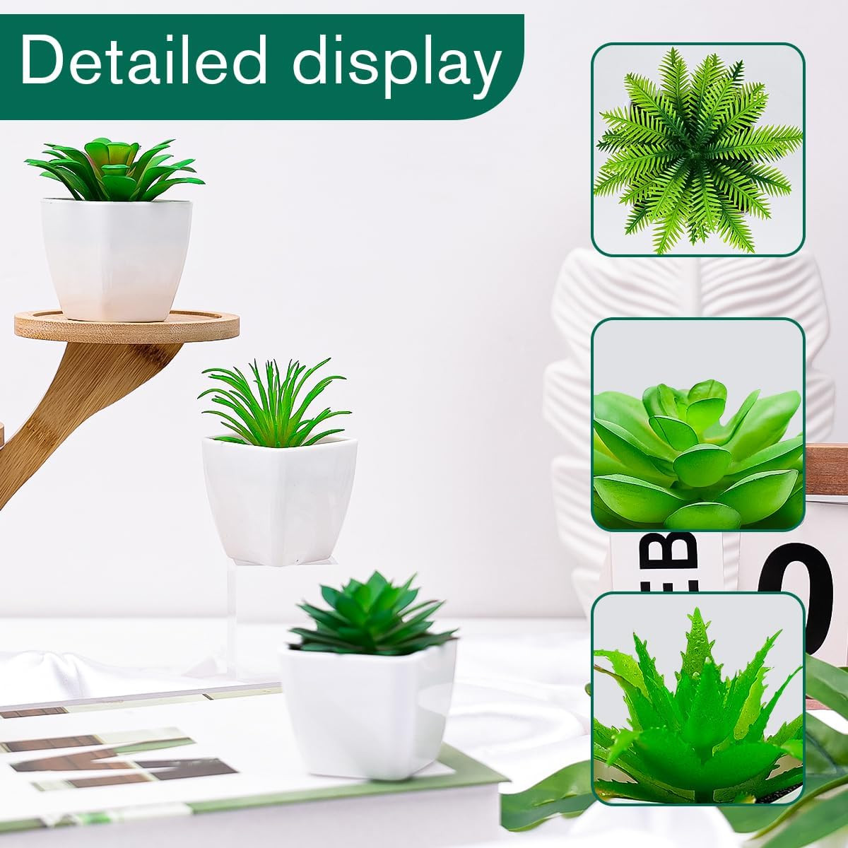 6Pcs Mini Succulents Plants Artificial Indoor Decor Fake Succulent in Pots