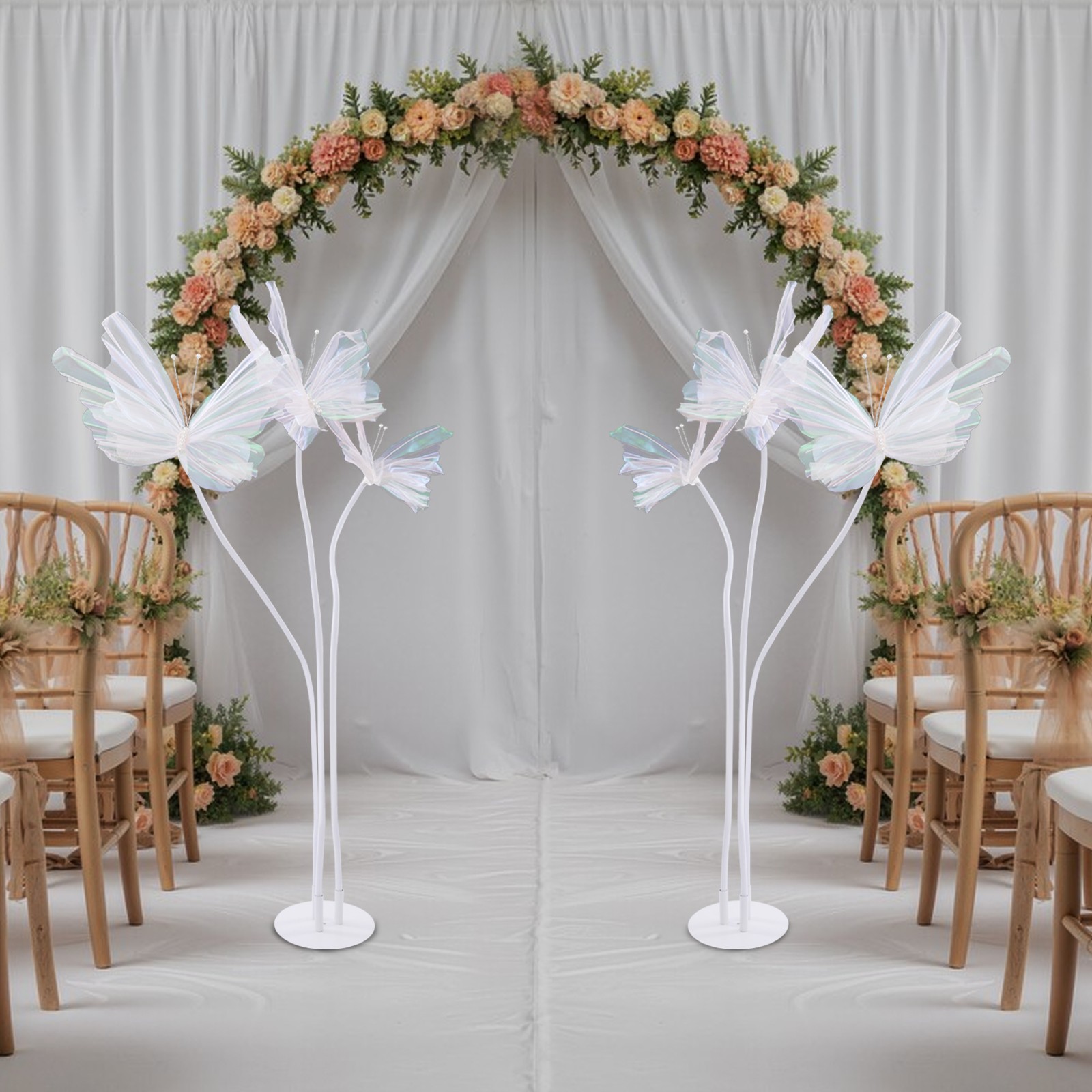2pcs 3 hole base 6 160cm wedding butterfly yarn flower road guide