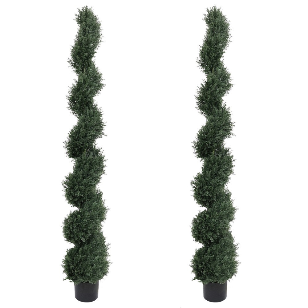 6FT single-color spiral-shaped potted cedar tree a artificial evergreen plant