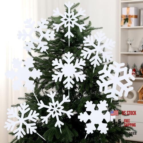 VioraWhite 18 Pcs Extra Large Pick 7.87 Inch White Decor Winter Snowflake