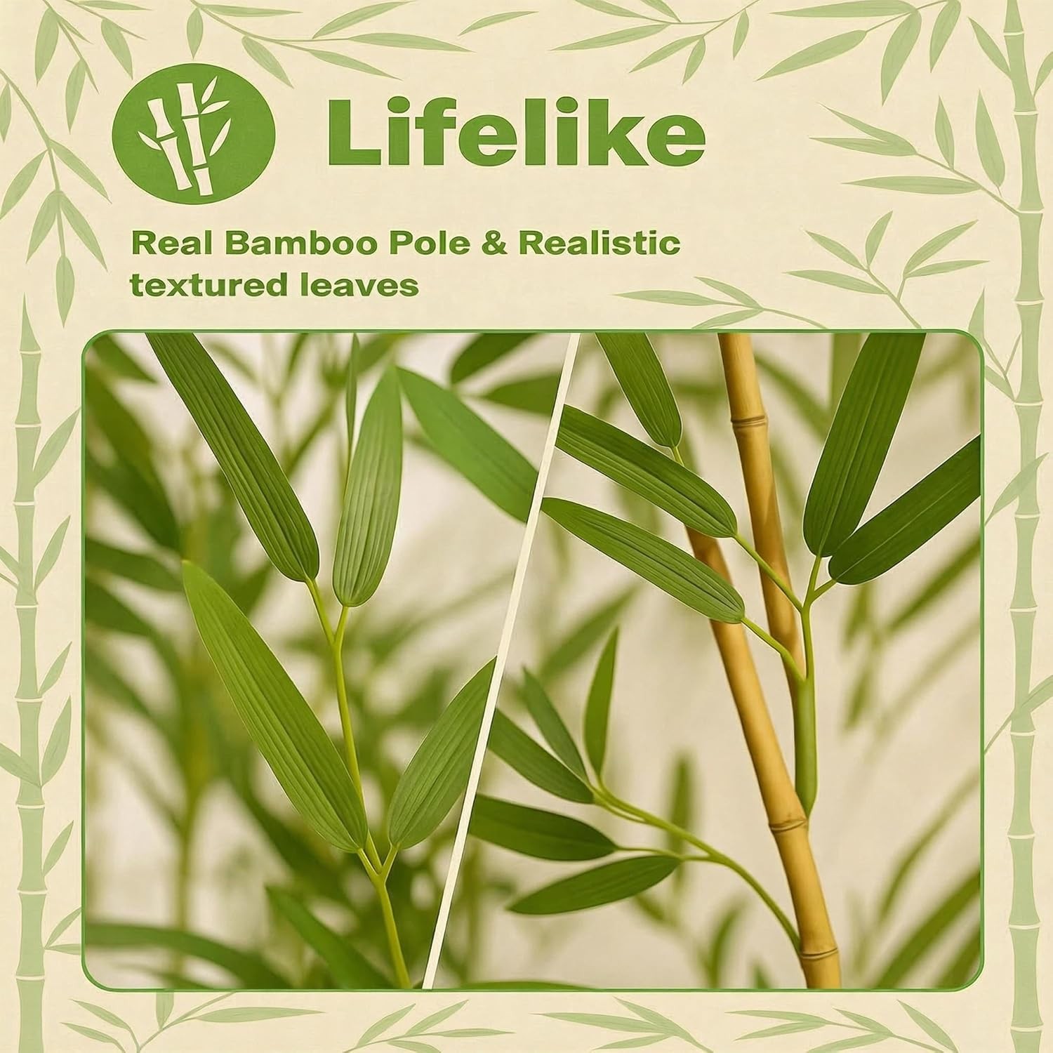 4/5/6/7 Ft Faux Bamboo Plant Outdoor 10 Pack, Fake Bamboo with Encrypted Leaves