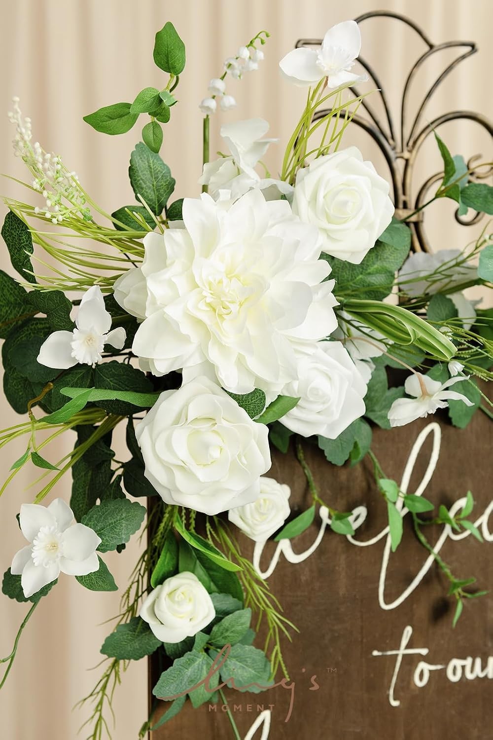Ling’s Moment 2pcs Wedding Flowers Garland Artificial Floral Swag Arch