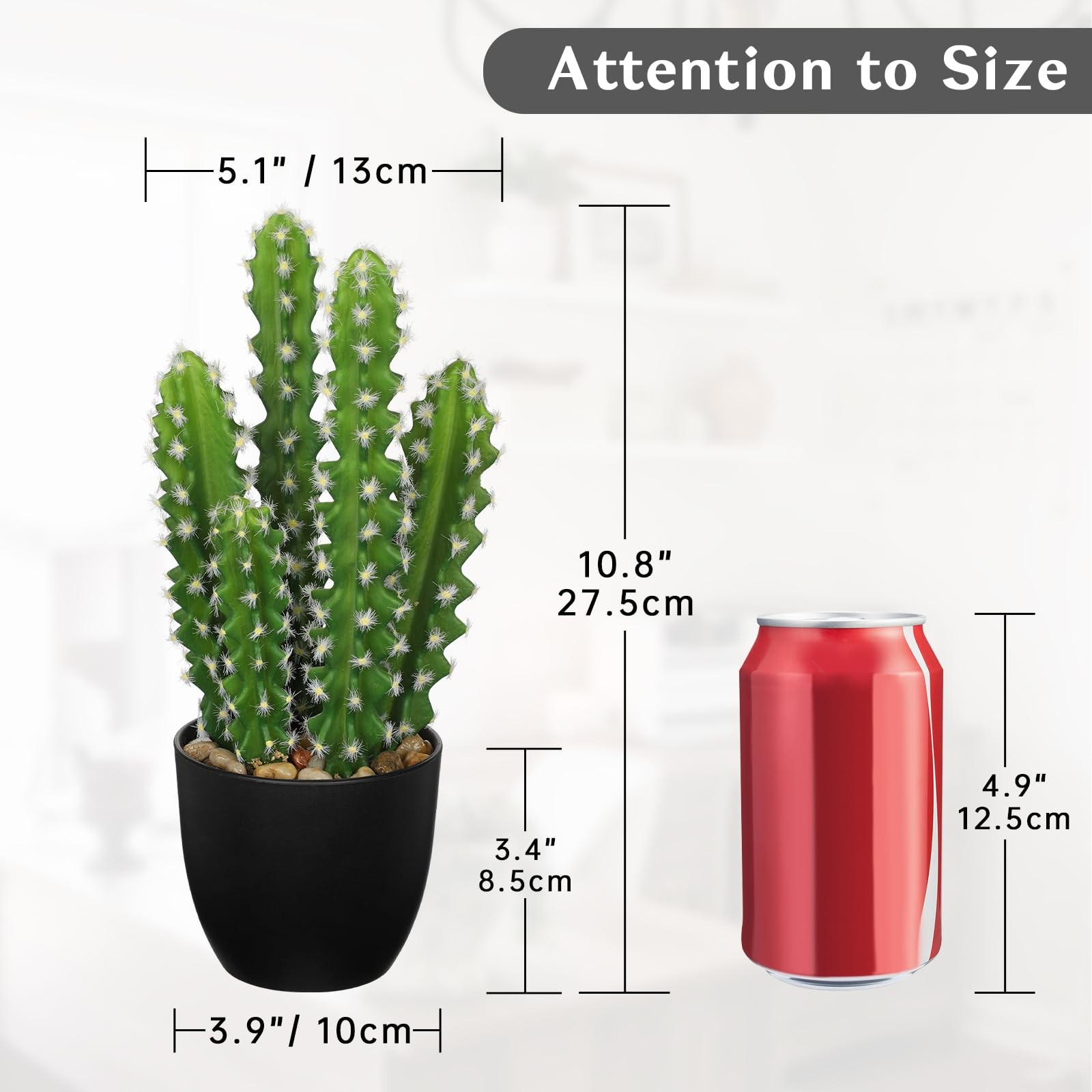 Artificial Cactus Plants 10.8″ Small Faux Cactus Plants Indoor Fake Desert Ca…
