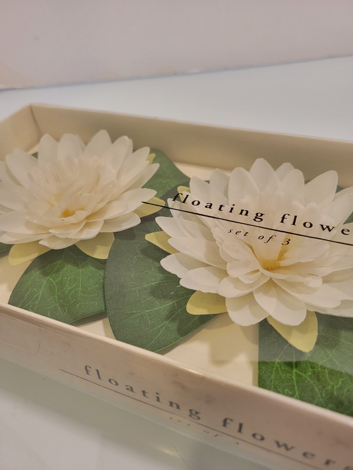 Pier 1 Floating Off White Lotus Flowers Set Of 3, New