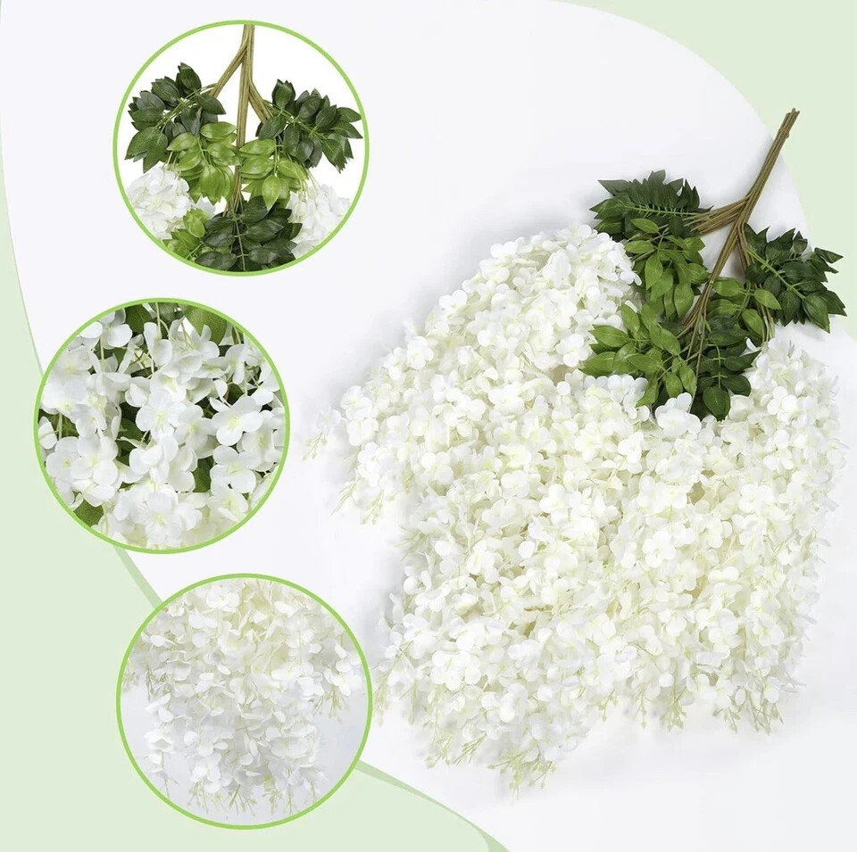 Wedding Hanging Flowers 24 Pack Faux Flower Garland Artificial Wisteria Vines