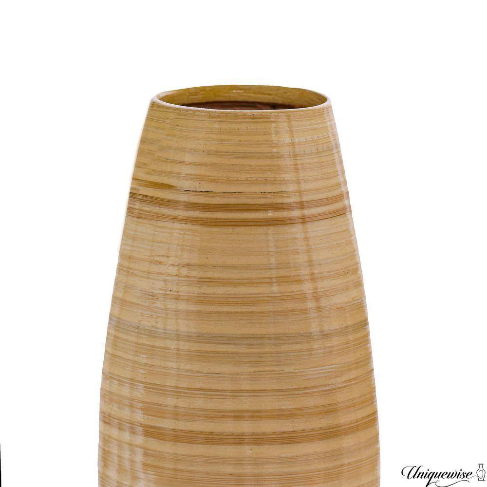 17 In. Bamboo Cylinder Flower Vase Modern Decor Piece Pampas Grass Dried Flowers