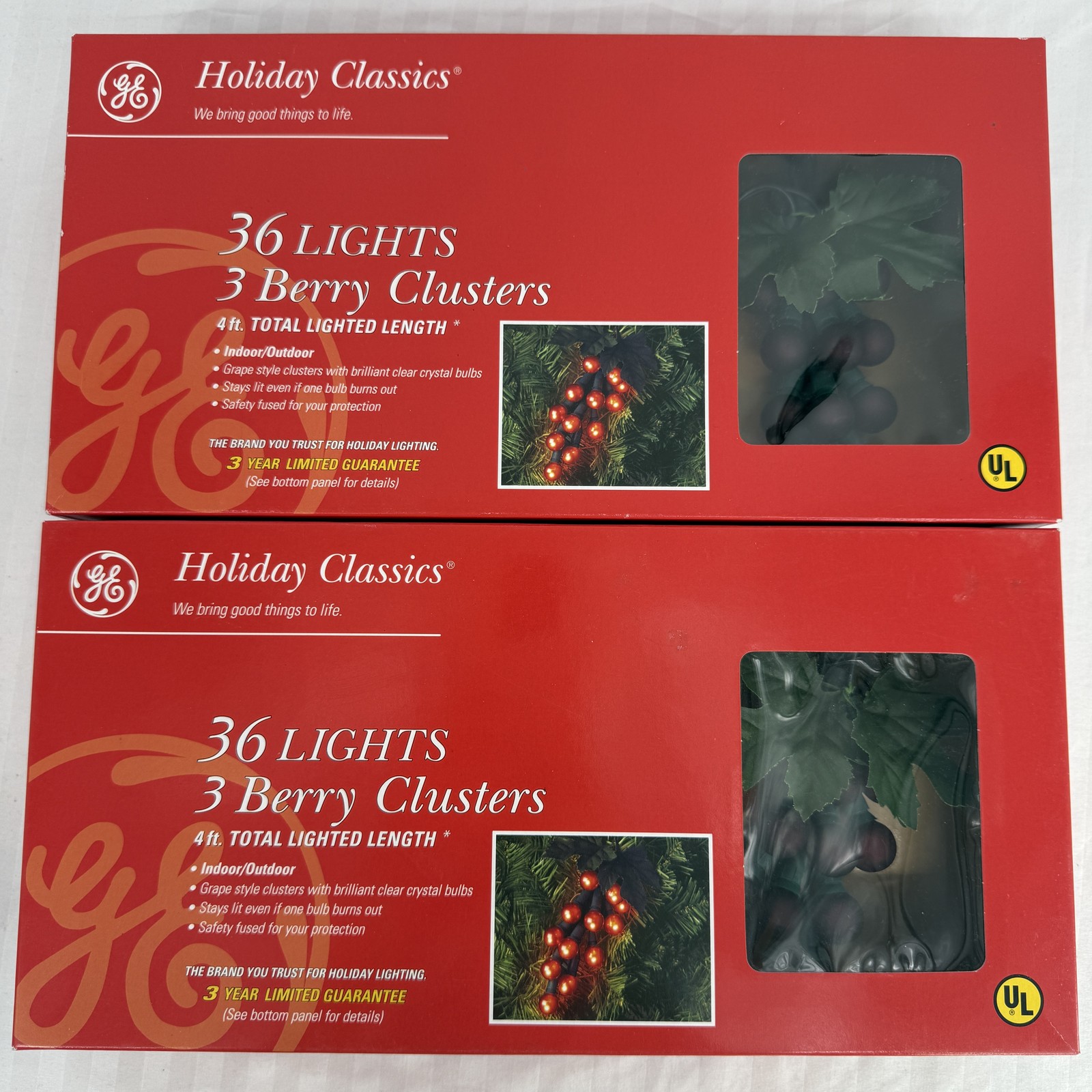 GE Holiday Classics 36 Light 2-Pack Berry Grape Clusters Christmas String Lights