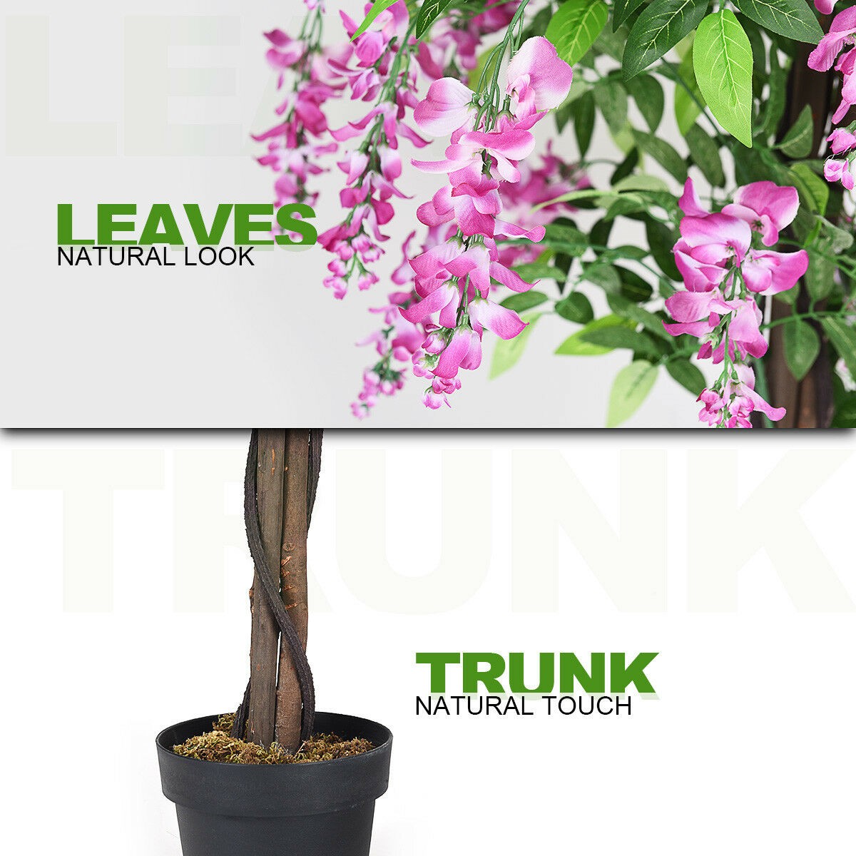 Costway 6-Feet Artificial Wisteria Silk Tree Pink Flower Indoor-Patio Home Décor