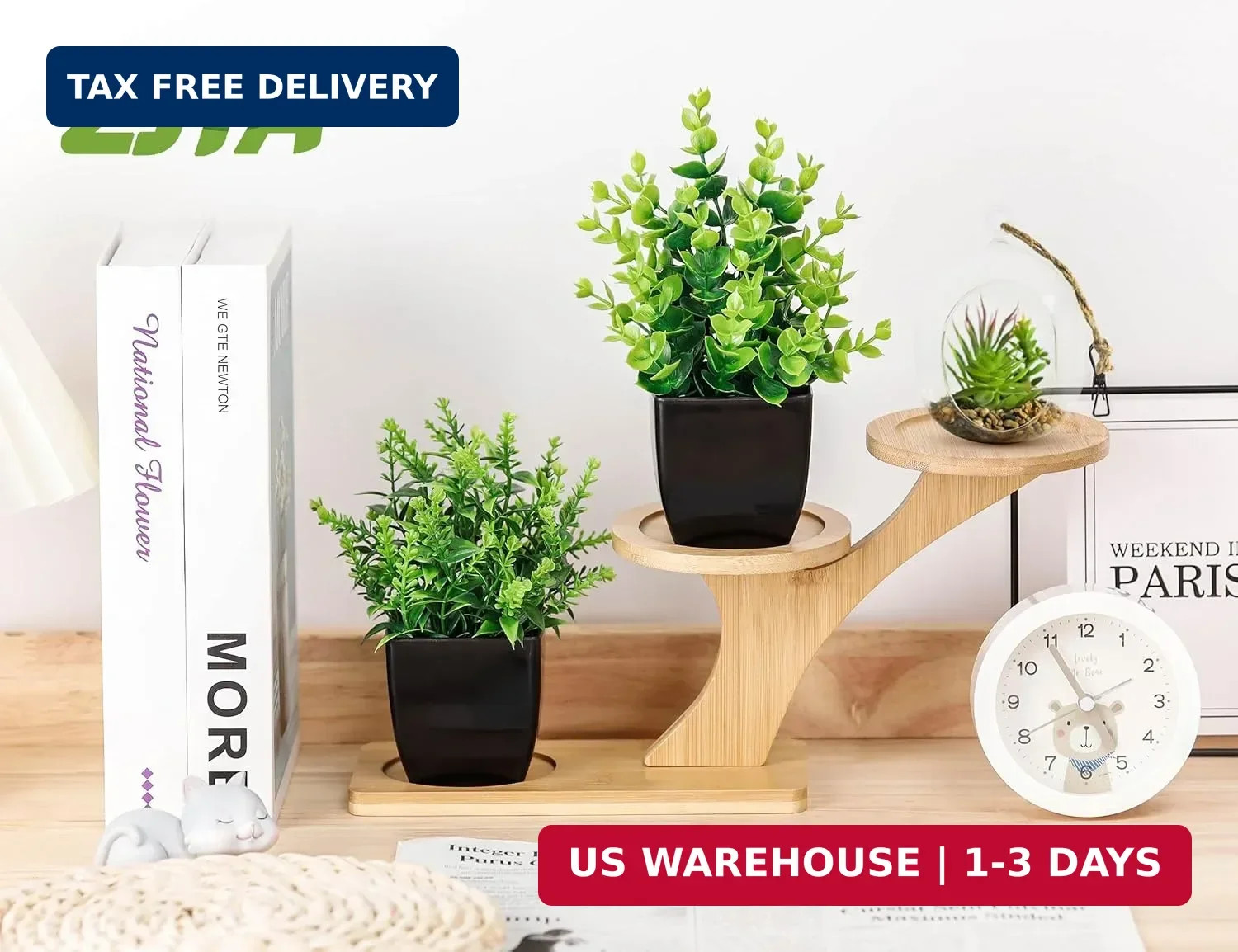 2 Pack Small Fake Plants Black Bathroom Accessories for Home Bedroom Bathroom Ki
