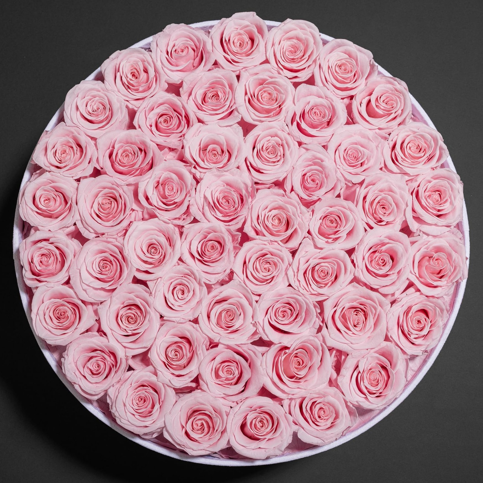 50-Piece Velvet Box of Preserved Pink Roses – Perfect Birthday Gift for Women, M