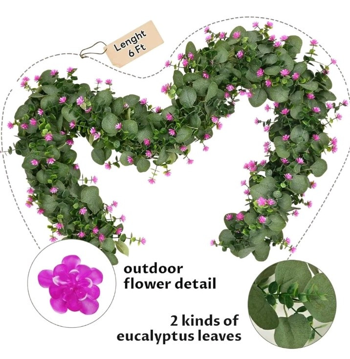 Dolicer 4 Packs 24 FT Artificial Eucalyptus Garland, Faux Greenery Garlands w…