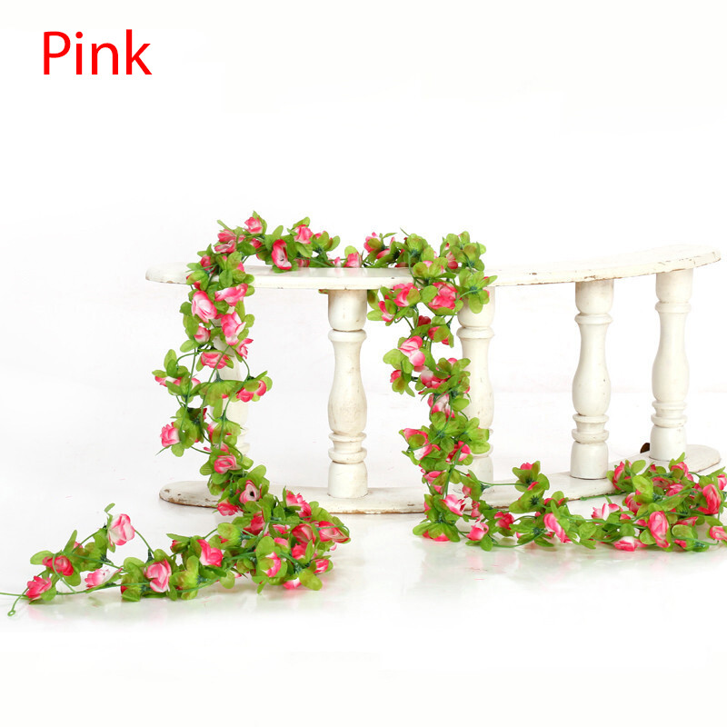 1PCS Silk Rose Artificial Flowers Vine Garland Fake Ivy Arch Hanging Fake Plant