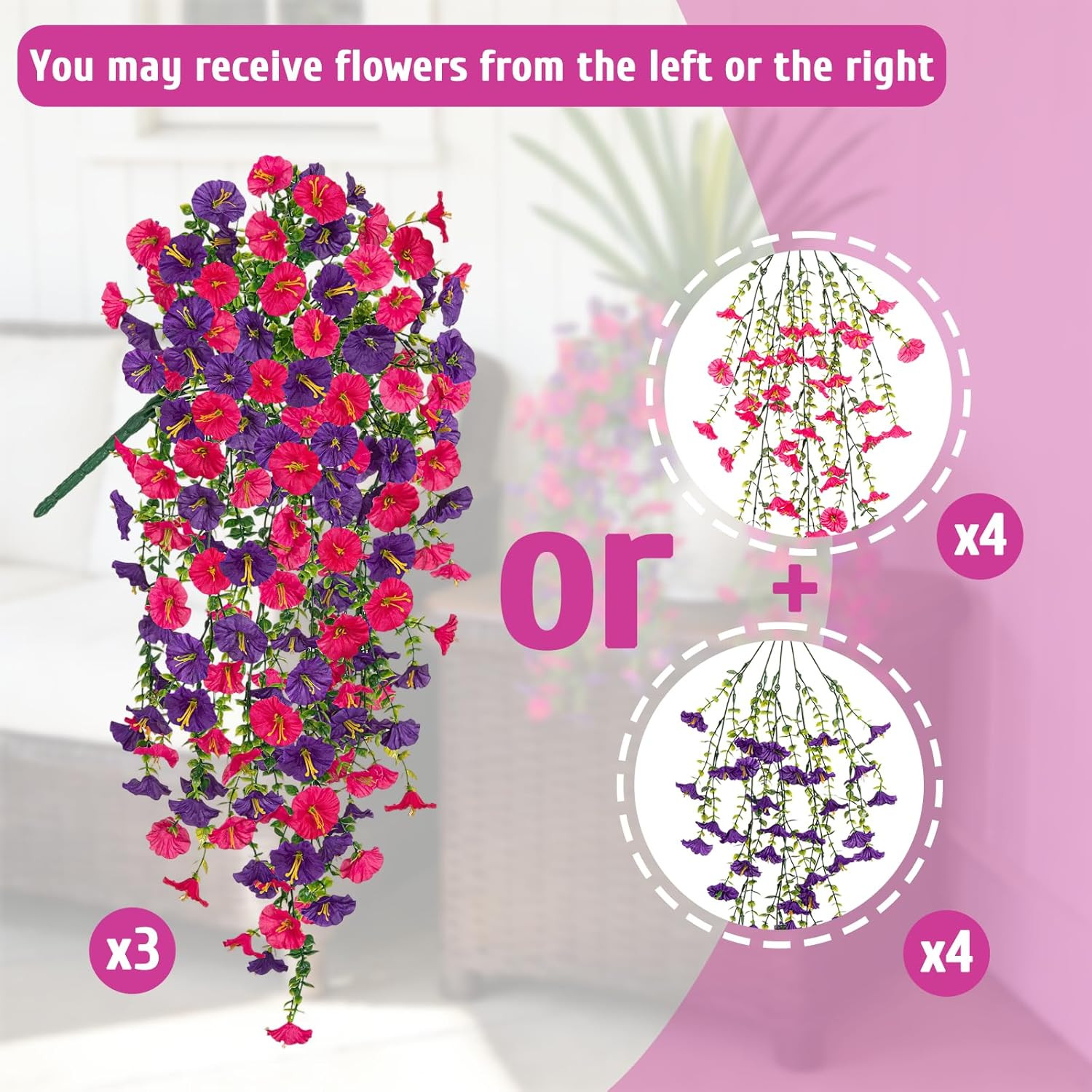 Fake Artificial Morning Glory Flowers for Outdoors+Faux Orchid Greenery Plants U