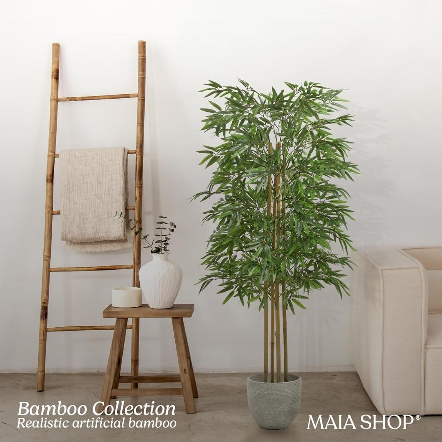 Artificial Bamboo Tree 5ft Fake Indoor Plant Realistic Faux Greenery Decor