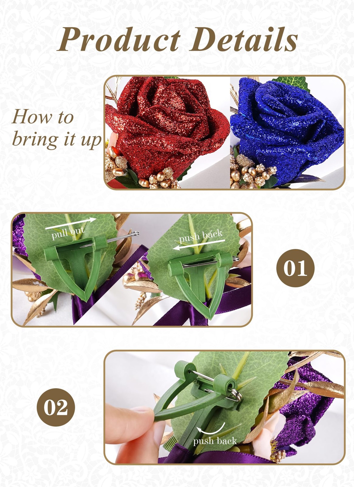2 PCS Blue Boutonniere Corsage Set Artificial Flowers Wrist Wedding Prom Groom