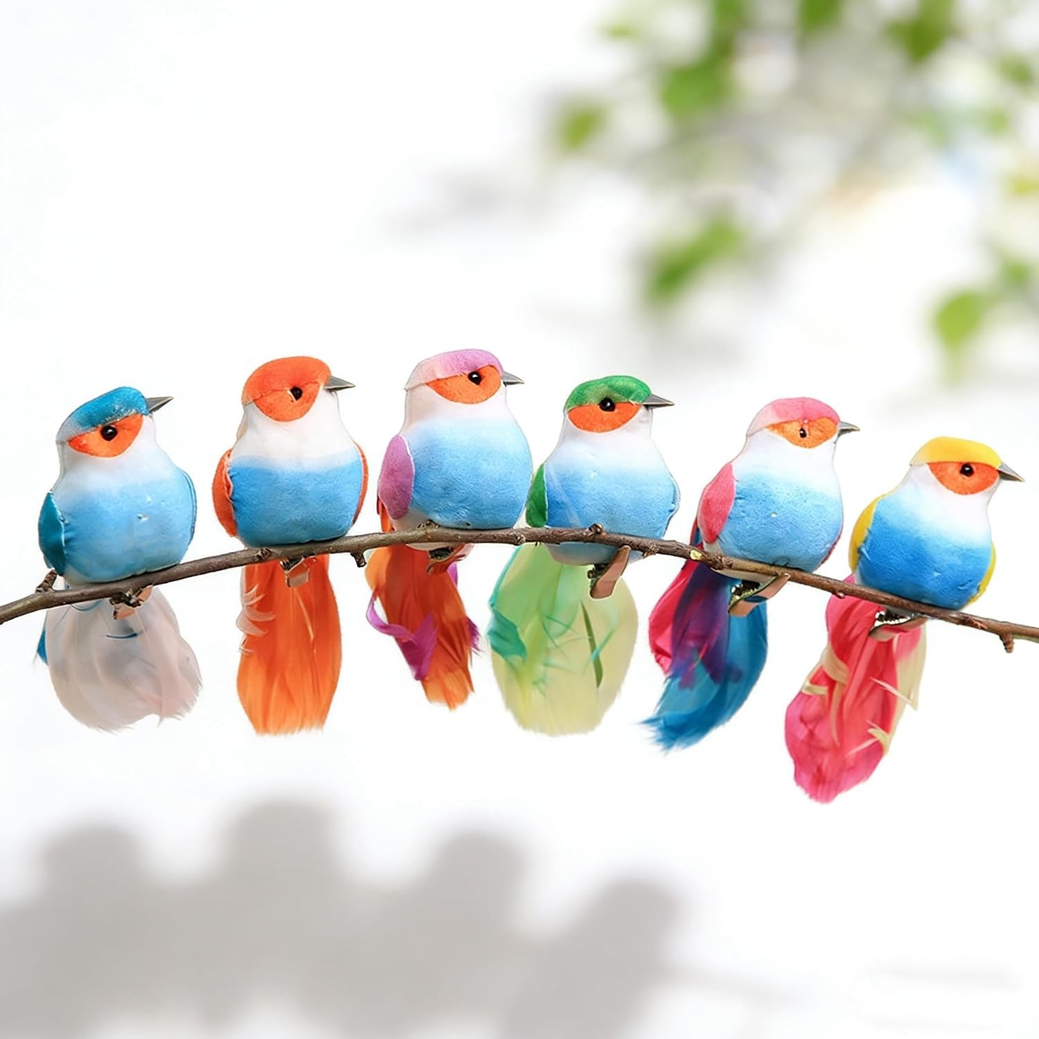 Artificial Bird Decorations Assorted Colors Fake Bird for Home Spring Decor