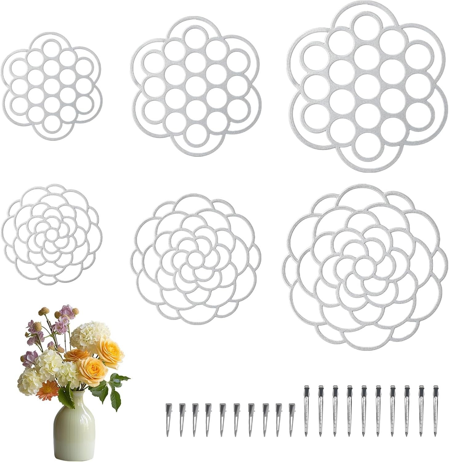 6Pcs Flower Arrangement Holder,Metal Floral Grid Used for Vase Flower Arrange…