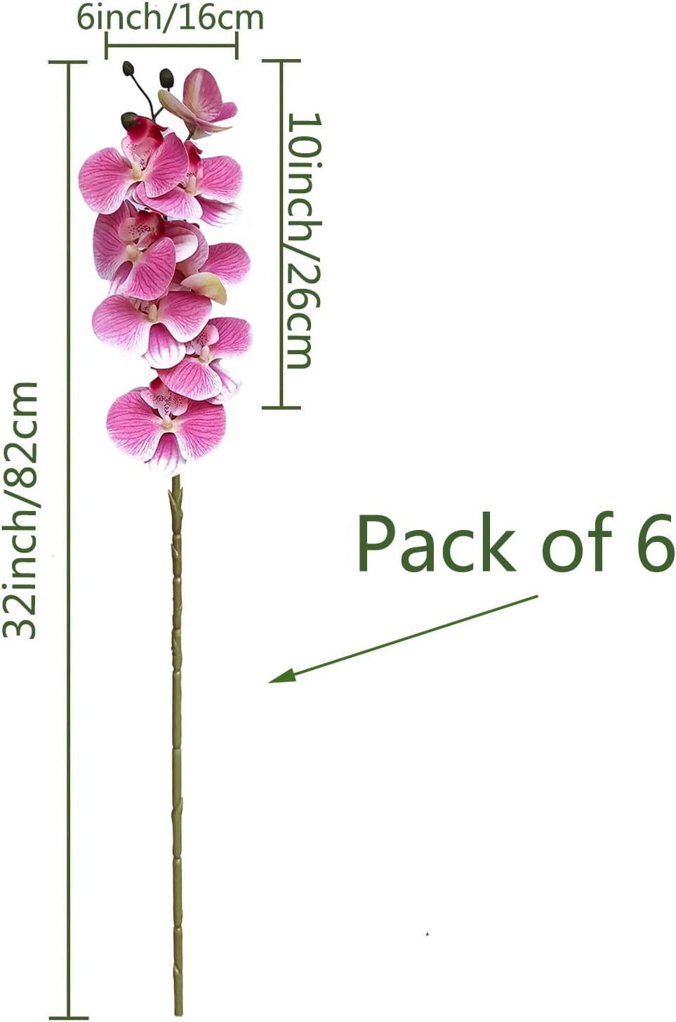 32 Inch Artificial Phalaenopsis Flowers 6 Pcs Artificial Orchid Flowers Stem Pla