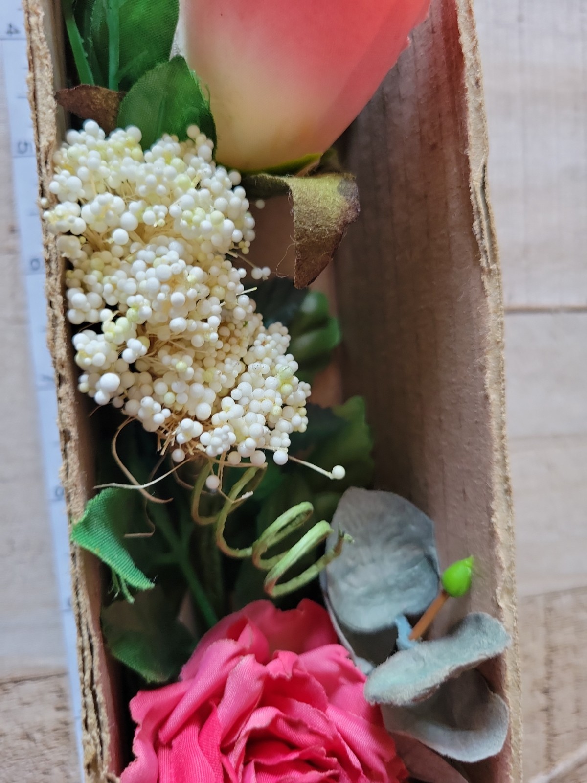 Home Interiors Pink Faux Silk Roses Swag Floral Bouquet New In Box Vintage Rose