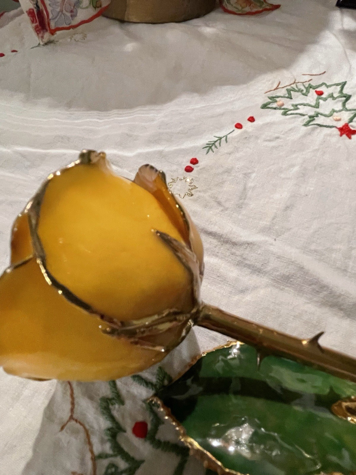 24K Gold Dipped Coated Real Rose Yellow 11”