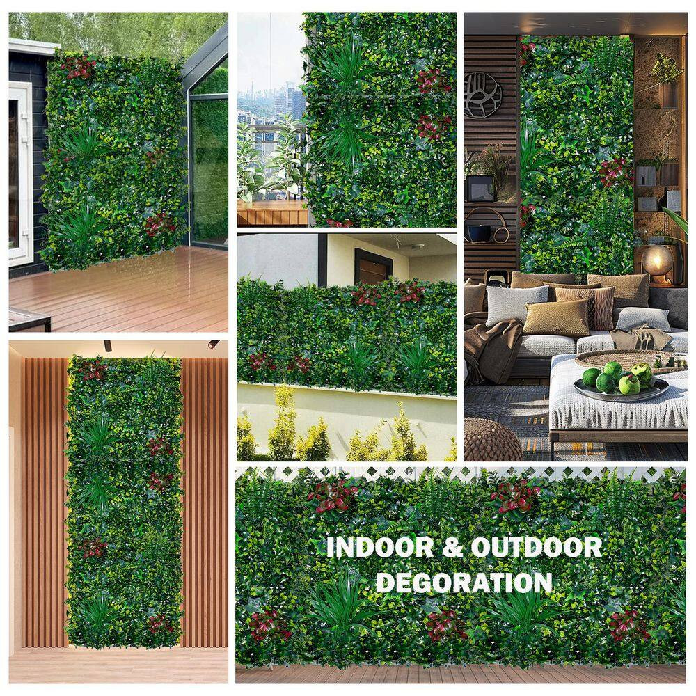 (20Pcs) 20 In. X 20 In. Green Artificial Boxwood Panels Hedge Panel, Grass Backd