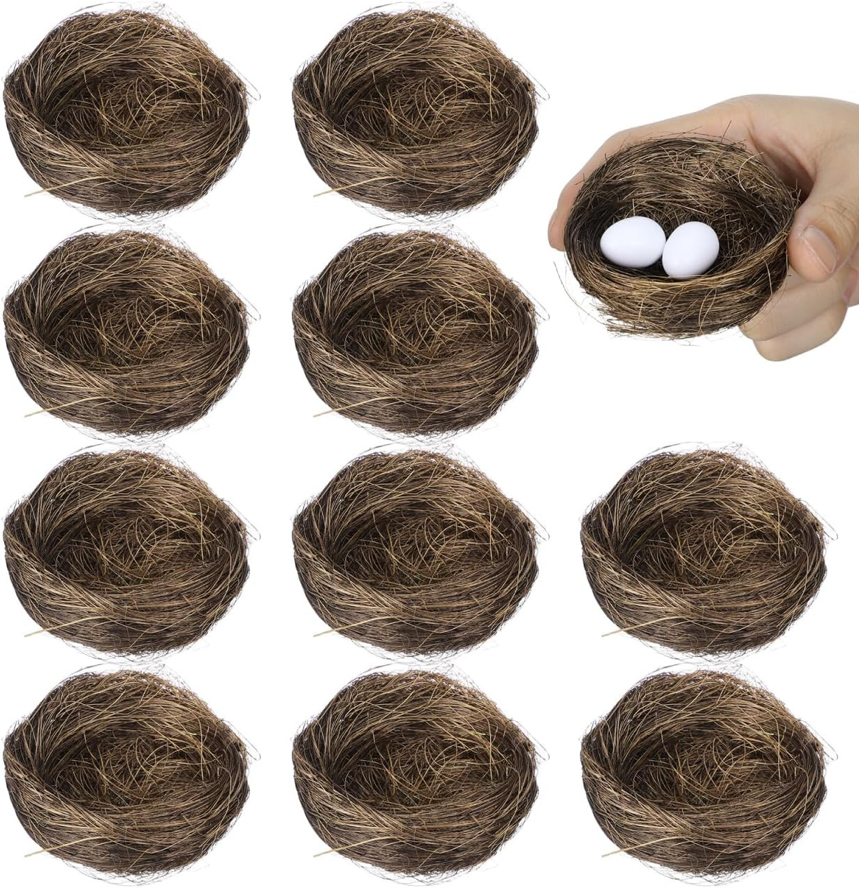 16Pcs Simulated Bird Nest Mini Artificial Bird Nest Fake Ornament for Christmas