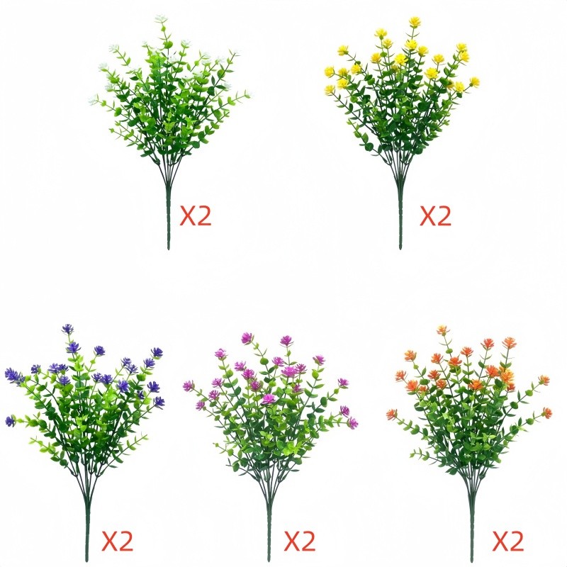 10bundle Artificial Flowers Fake Plant Indoor Outdoor Wedding Home Garden Decor
