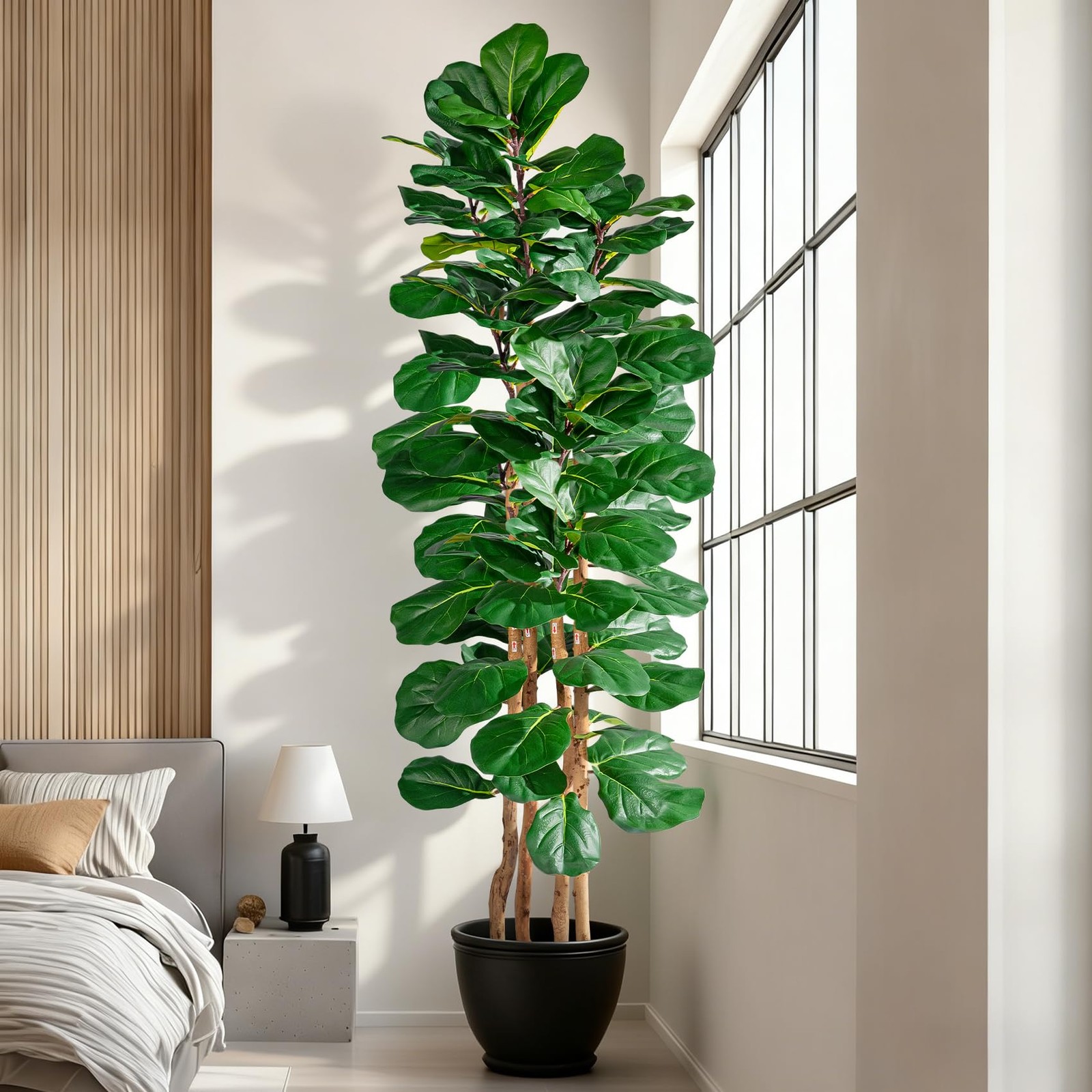 6FT Artificial Fiddle Leaf Fig Tree Faux Plant with Moss Pot